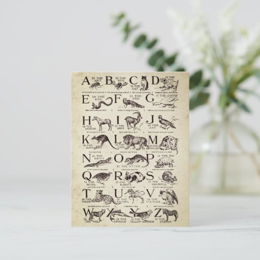 Alphabet Nursery Chart Vintage Briefkaart (Staand voorkant)