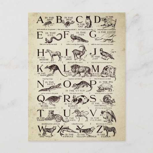 Alphabet Nursery Chart Vintage Briefkaart (Voorkant)