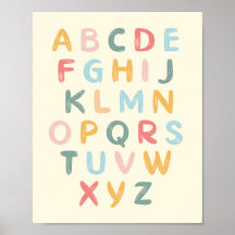 Alphabet Nursery Decor ABC Chart Poster