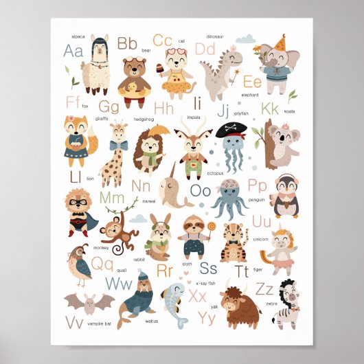 Alphabet Nursery Decor ABC Chart Poster (Voorkant)