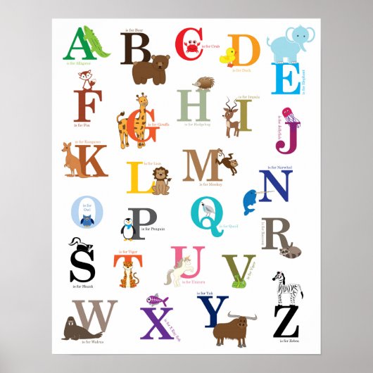 Alphabet Nursery Wall Art, originele tekeningen Poster (Voorkant)
