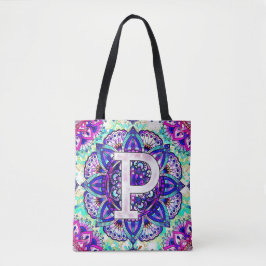 Alphabet P mandala Tote Bag