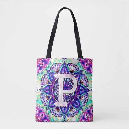 Alphabet P mandala Tote Bag (Voorkant)