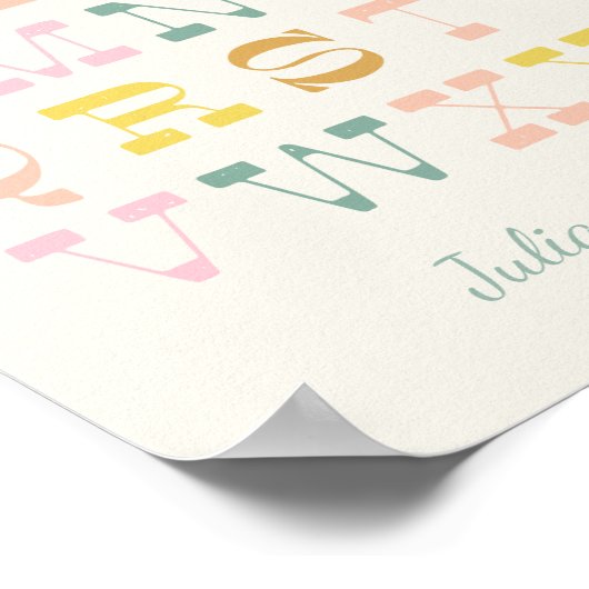 Alphabet Pastel Nursery Persoonlijk Poster (Hoek)