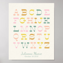  Alphabet Pastel Nursery Persoonlijk Poster
