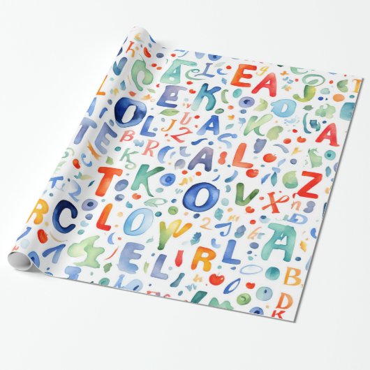 Alphabet Pattern Cadeaupapier (Uitgerold)