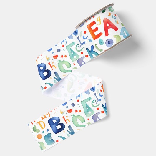 Alphabet Pattern Grosgrain Lint (Achterkant)