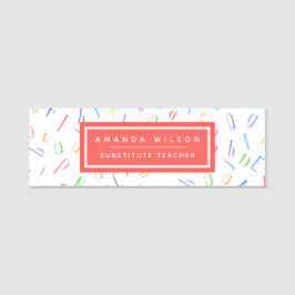 Alphabet Pattern - Substituut leraar / Tutor Naamplaatje