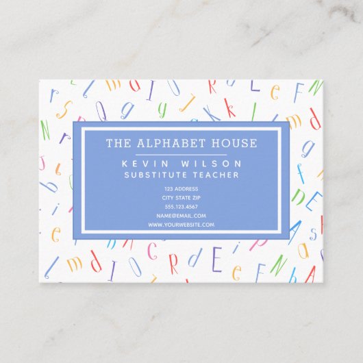 Alphabet Pattern - Substituut leraar / Tutor Visitekaartje (Voorkant)