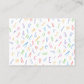Alphabet Pattern - Substituut leraar / Tutor Visitekaartje (Achterkant)