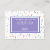 Alphabet Pattern - Substituut leraar / Tutor Visitekaartje (Voorkant)