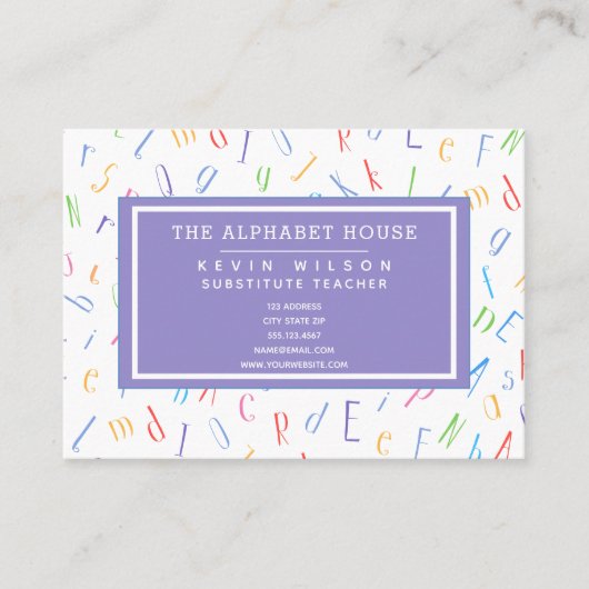 Alphabet Pattern - Substituut leraar / Tutor Visitekaartje (Voorkant)