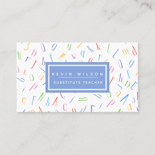 Alphabet Pattern - Substituut leraar / Tutor Visitekaartje (Voorkant)