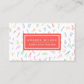 Alphabet Pattern - Substituut leraar / Tutor Visitekaartje (Voorkant)