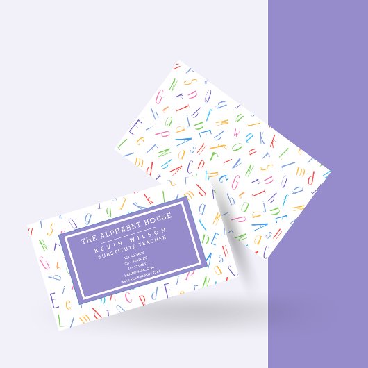 Alphabet Pattern - Substituut leraar / Tutor Visitekaartje