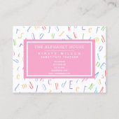 Alphabet Pattern - Substituut leraar / Tutor Visitekaartje (Voorkant)