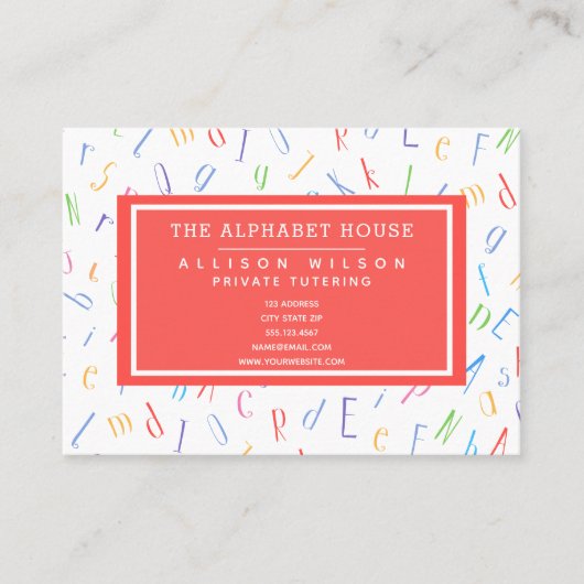 Alphabet Pattern - Teachter / Tutor Visitekaartje (Voorkant)