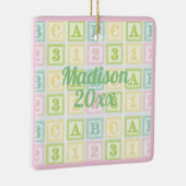 Alphabet Persoonlijk Jaar Roze Pastels Girl Keramisch Ornament (Rechts)