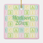 Alphabet Persoonlijk Jaar Roze Pastels Girl Keramisch Ornament (Achterkant)