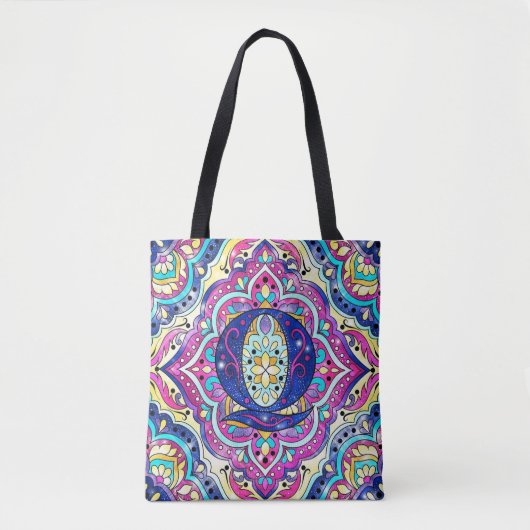 Alphabet Q mandala Tote Bag (Voorkant)