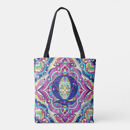 Alphabet Q mandala Tote Bag (Achterkant)