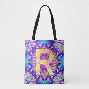 Alphabet R mandala Tote Bag