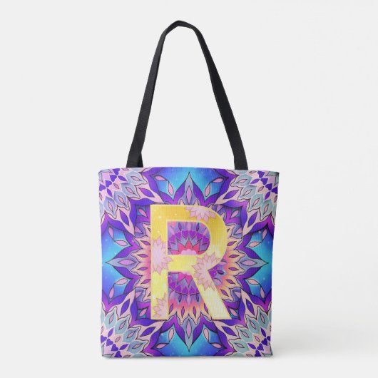 Alphabet R mandala Tote Bag (Achterkant)