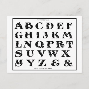 Alphabet Rustic Roman font 1906 Briefkaart