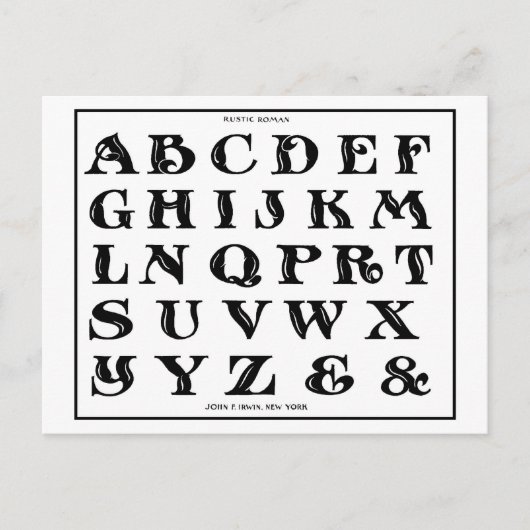  Alphabet Rustic Roman font 1906 Briefkaart (Voorkant)