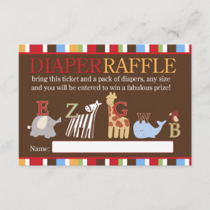 Alphabet Soup ABC Baby shower Diaper Raffle Card Informatiekaartje