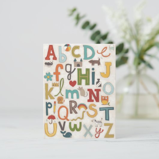 Alphabet Soup Briefkaart (Staand voorkant)