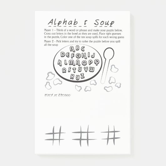 Alphabet Soup Game Pad Post-it® Notes (Voorkant)