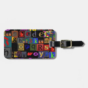 Alphabet Soup, ontwerp van mozaïekletters, leuke k Bagagelabel
