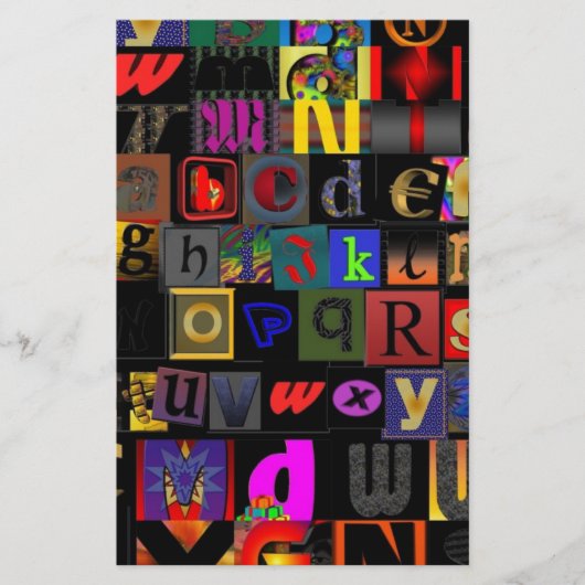 Alphabet Soup, ontwerp van mozaïekletters, leuke k Briefpapier (Voorkant)