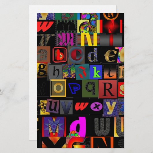 Alphabet Soup, ontwerp van mozaïekletters, leuke k Briefpapier (Voorkant / Achterkant)