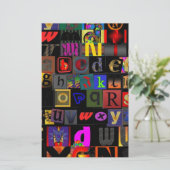 Alphabet Soup, ontwerp van mozaïekletters, leuke k Briefpapier (Staand voorkant)