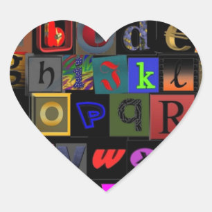Alphabet Soup, ontwerp van mozaïekletters, leuke k Hart Sticker