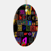 Alphabet Soup, ontwerp van mozaïekletters, leuke k Keramisch Ornament (Rechts)