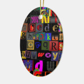 Alphabet Soup, ontwerp van mozaïekletters, leuke k Keramisch Ornament (Links)