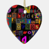 Alphabet Soup, ontwerp van mozaïekletters, leuke k Keramisch Ornament (Rechts)