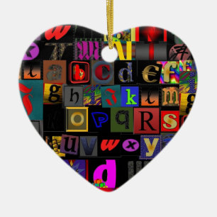 Alphabet Soup, ontwerp van mozaïekletters, leuke k Keramisch Ornament