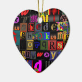 Alphabet Soup, ontwerp van mozaïekletters, leuke k Keramisch Ornament (Links)