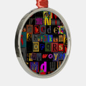 Alphabet Soup, ontwerp van mozaïekletters, leuke k Metalen Ornament (Rechts)