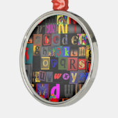 Alphabet Soup, ontwerp van mozaïekletters, leuke k Metalen Ornament (Links)