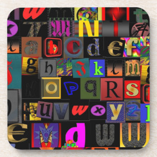 Alphabet Soup, ontwerp van mozaïekletters, leuke k Onderzetter