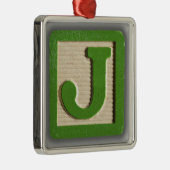 Alphabet Speelgoed Block J Metalen Ornament (Rechts)
