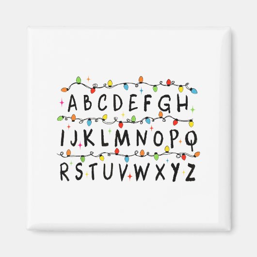 Alphabet Stranger Christmas 2025 Lights Boys Girls Magneet (Voorkant)