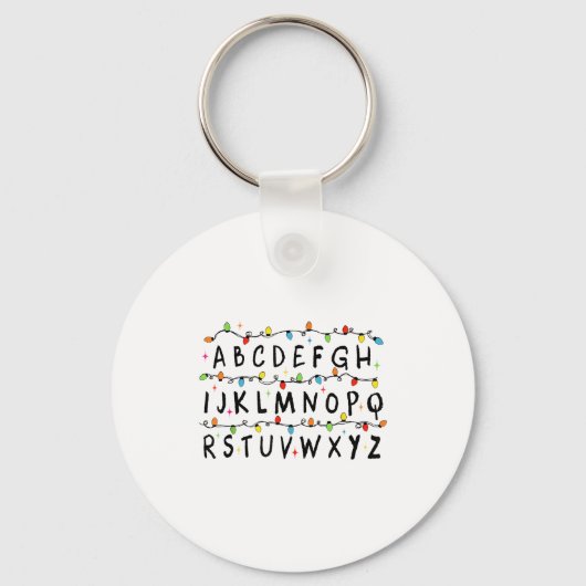 Alphabet Stranger Christmas 2025 Lights Boys Girls Sleutelhanger (Voorkant)