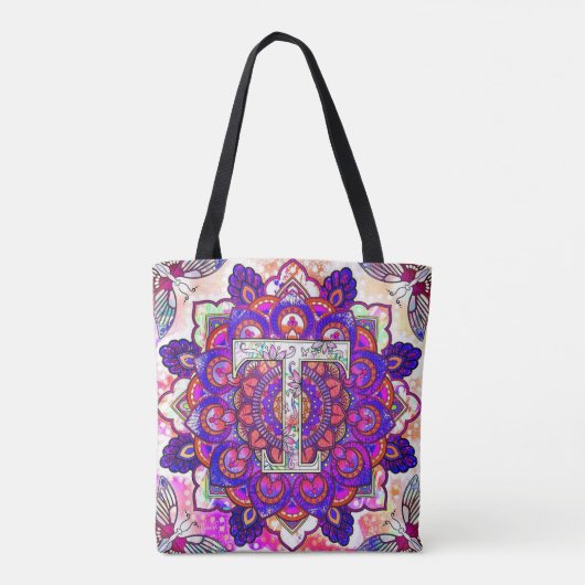 Alphabet T mandala Tote Bag (Achterkant)