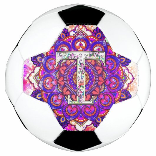 Alphabet T mandala Voetbal (Voorkant)